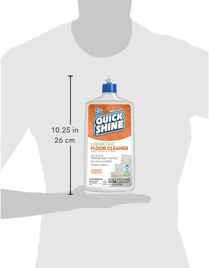Quick Shine Disinfectant Floor Cleaner 27oz | Hospital Level Disinfectant Kills 99.9% Germs & Bacteria | Cleans w/Power of Hydrogen Peroxide & No Harsh Chemicals | Streak Free & Zero Residue
