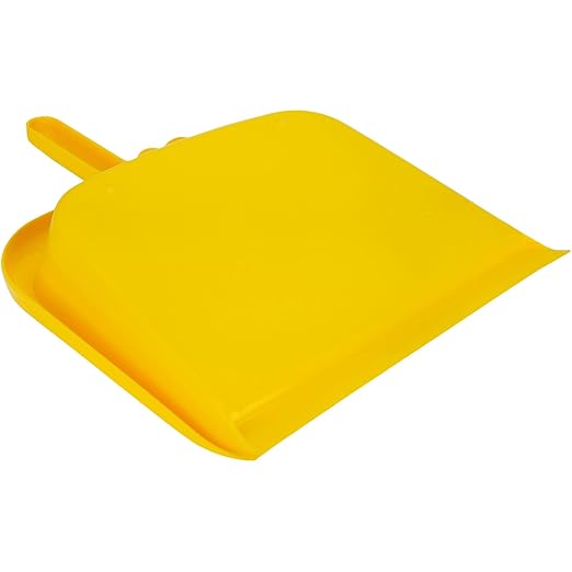 SPARTA Large Handheld Dustpan with Hanging Hole, Heavy-Duty Plastic Dustpan with Wide Lip for Countertops and Surfaces, Plastic, 10 Inches, Yellow, (Pack of 12)