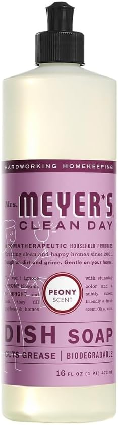 Mrs. MEYER'S Variety, 1 Room Freshener, 8 OZ, 1 Liquid Dish Soap, 16 OZ, 1 Liquid Hand Soap,12.5 OZ, 1 Multi-Surface Cleaner 16 OZ, 1 CT (Peony)