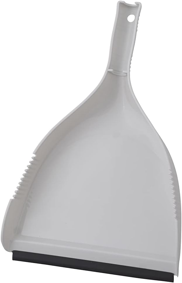 Superio Clip-On Dustpan - Heavy Duty Plastic, Easy Grip Clip-On Dust Pan with Rubber Edge, Detailed Sweeping Debris, Fits Standard Brooms Home & Commercial Dusting & Cleaning Tool, Grey