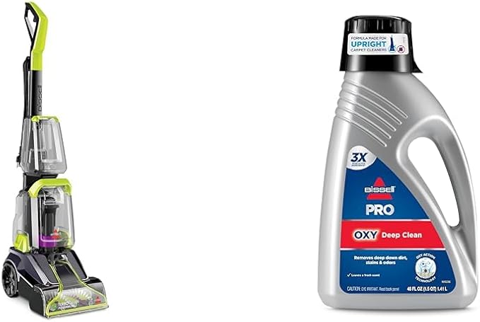 Bundle of Bissell TurboClean PowerBrush Pet Carpet Cleaner, 2987,Green/ Black large + BISSELL® PRO OXY Deep Clean Formula, 48 oz. (3156)