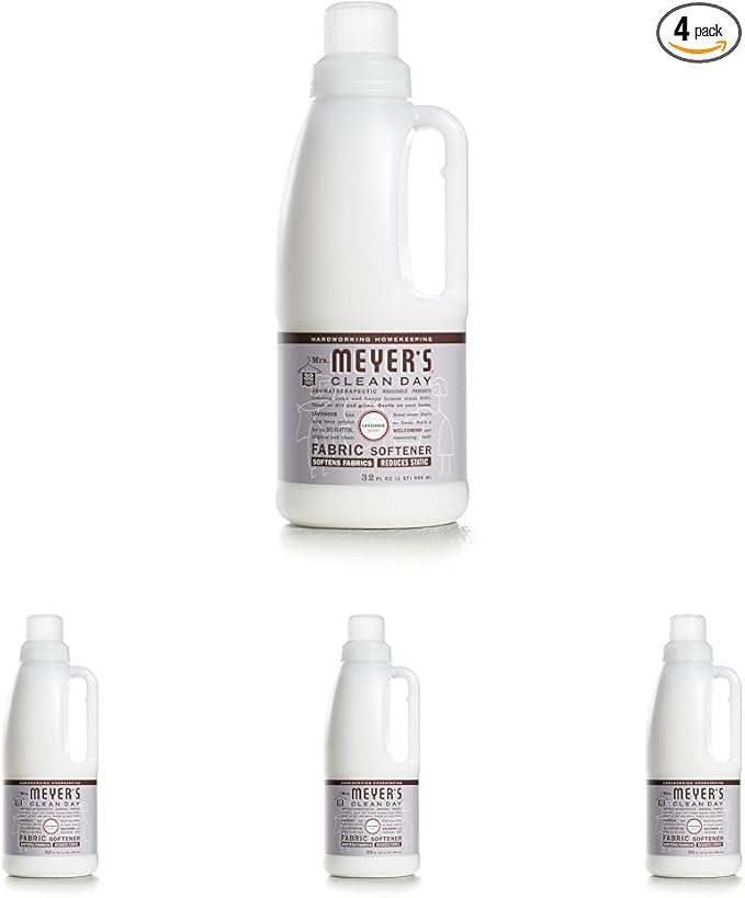 MRS. MEYER'S CLEAN DAY Liquid Fabric Softener, Infused with Essential Oils, Paraben Free, Lavender, 32 oz (32 Loads) (Pack of 4)
