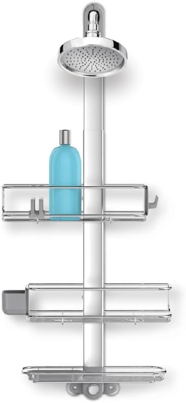 simplehuman Adjustable and Extendable Shower Caddy Large, Stainless Steel and Anodized Aluminum