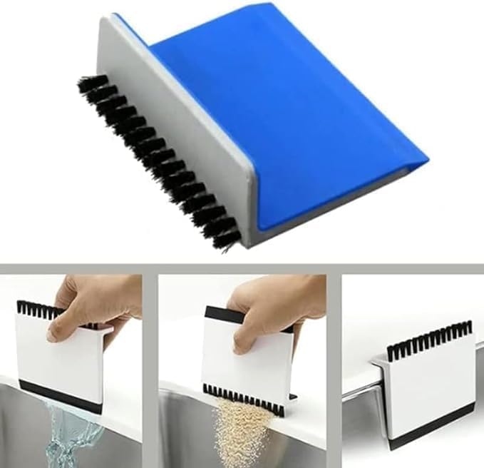 Black Kitchen Sink Squeegee and Cleaning Brush, for Countertop and Vegetable Cleaning
