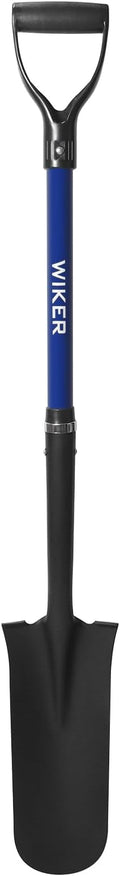 WIKER Spade Shovel,Sharp Shooter Shovel,Shovels for Digging,Planting,Trenching,Gardening,Drain Spade with Fiberglass Handle Heavy Duty,Blue,45 inches