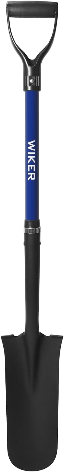 WIKER Spade Shovel,Sharp Shooter Shovel,Shovels for Digging,Planting,Trenching,Gardening,Drain Spade with Fiberglass Handle Heavy Duty,Blue,45 inches