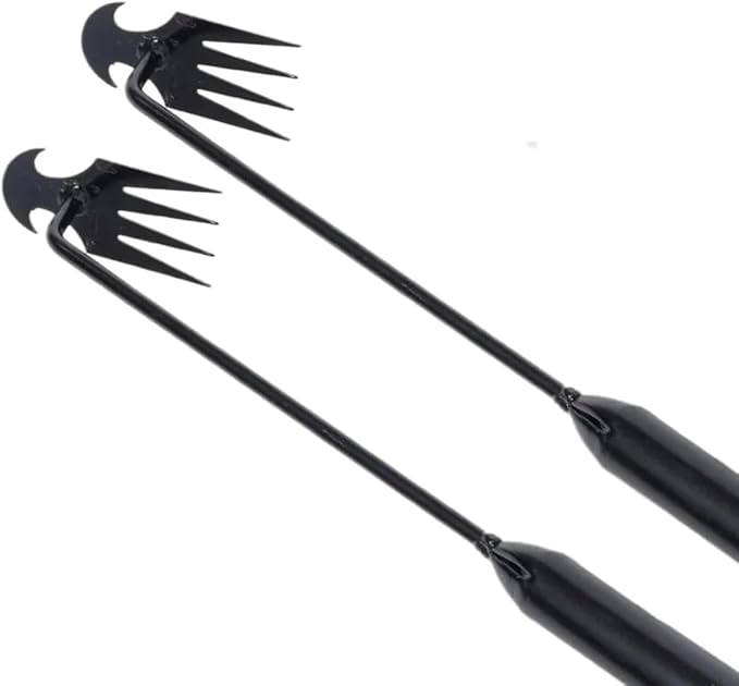 2-Pack Weed Puller Tool, 16-Inch Long Handle with 4 Prongs, Manual Weeder for Garden and Yard Work
