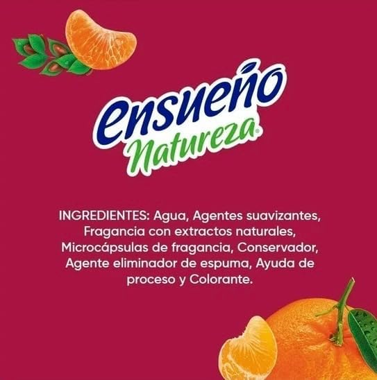 ENSUEÑO Naturaleza Fabric Softener, Mandarin Scent, Natural Extracts, 740ml, 3 Pack