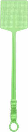 HARFINGTON 2pcs Fly Swatter 4.5"x3.9" Plastic Manual Heavy Duty Long Handle Fly Swatter for Home Indoor Outdoor, Green