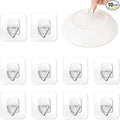 Bilillo 10 Pack Invisible Vertical Plate Hangers, 2.3 Inch Adhesive Plastic Hooks for Hanging Decorative Plates, Wall Art, and Small Artwork