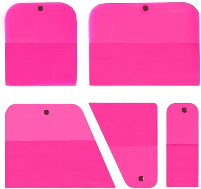 PPF Squeegee Kit 5 in 1 Anti-Scratch Soft TPU Scraper for Vinyl,Small Tint Squeegee Water Blade Scraper for Paint Protection Film,Vinyl Wrap Window Tint Tools (Pink Magnet)