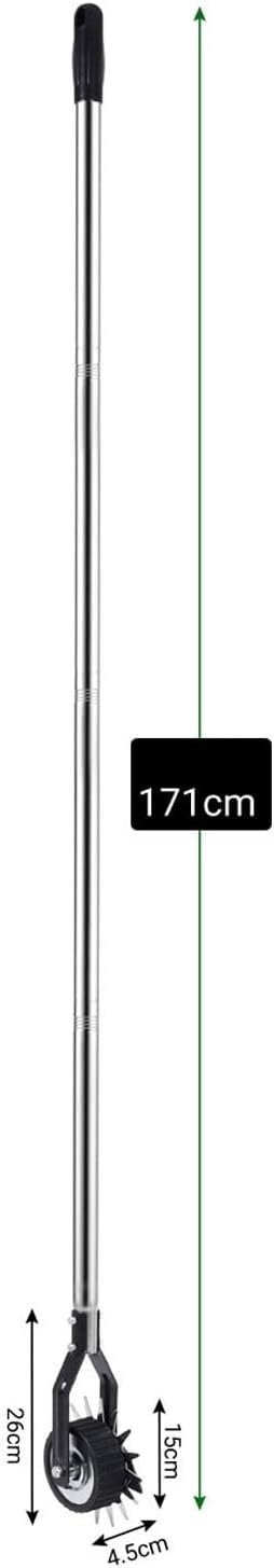 Wheeled Lawn Edger, Hand Garden Edger with Stainless Steel Handle, 26x4.5x15cm, Paint Coated Serrated Blade, for Overgrown Weeds (4 Sections)