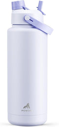 POWCAN 40 oz Insulated Water Bottle with 2-in-1 Straw and Spout Lid, Keep Cold 24H, Leak-Proof, BPA-Free, Double Wall Stainless Steel Water Bottle for Sports, Gym, Travel, and School (Lupine)