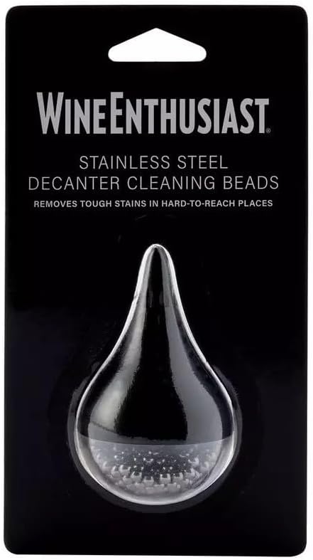 Wine Enthusiast Deluxe Stainless Steel Decanter Cleaning Beads with Strainer – 250 BPA-Free Beads for Effortless Decanter Cleaning and Maintenance for Wine Glasses and Whiskey Decanters