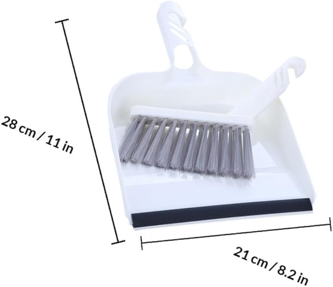 CLISPEED Mini Broom and Dustpan Set 2pcs, White Handheld Cleaning Brushes for Kitchen and Desktop, Compact Sweeping Tools for Home and Office Use