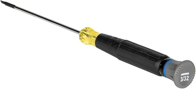 Klein Tools 6243 Mini Precision Screwdriver, 3/32-Inch Slotted, Features Cushion-Grip Handle, Rotating Cap, Color Coded Ring, 3-Inch Shank