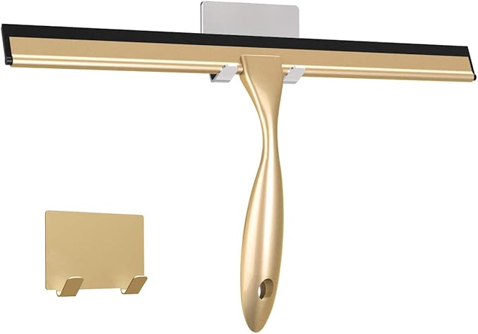 Shower Squeegee for Doors & Windows, All-Purpose, Stainless Steel, 14 Inch, Golden