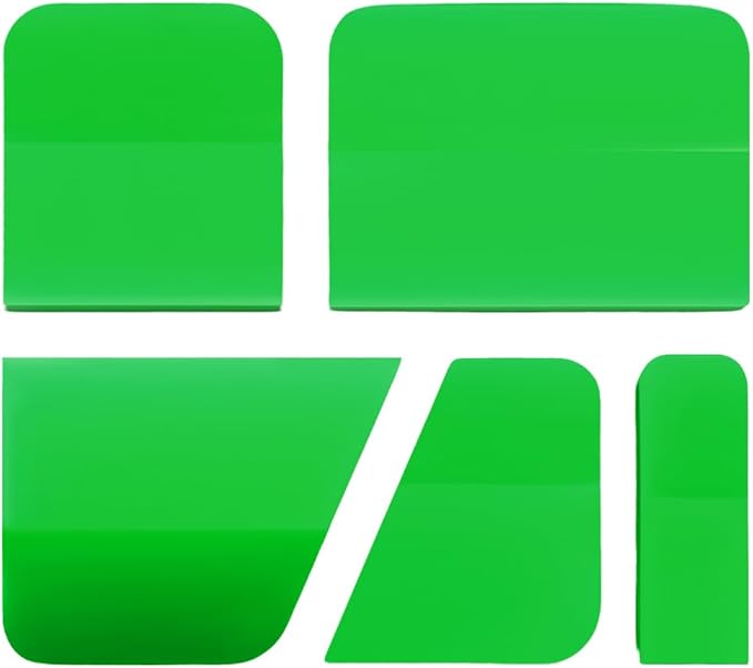 5 in 1 Rubber Squeegee Kit, Anti-Scratch Flexible Soft Matte TPU Coating Scraper Kit, Small Tint Squeegee Water Blade Scraper for Paint Protection Film Household Cleaning (Green)