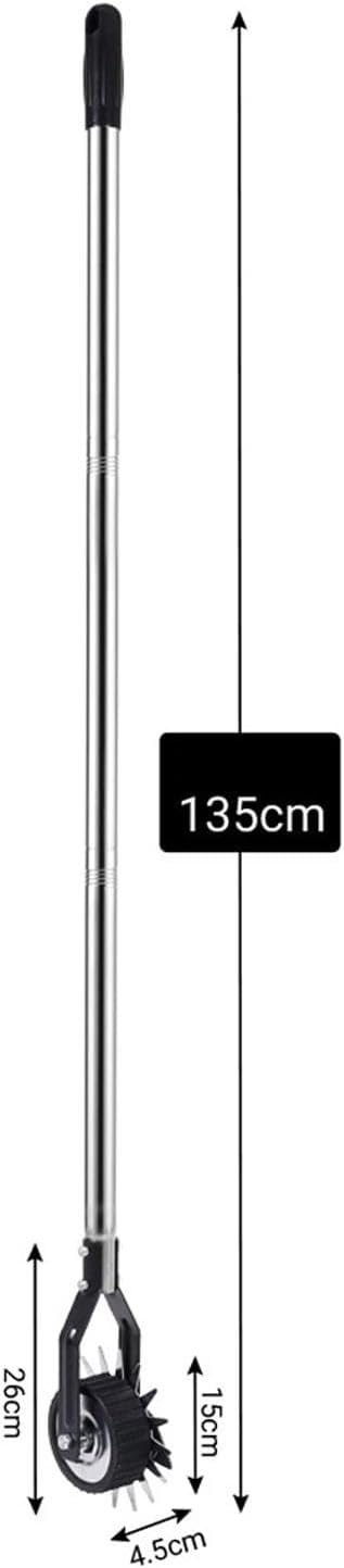 Wheeled Lawn Edger, Hand Garden Edger with Stainless Steel Handle, 26x4.5x15cm, Paint Coated Serrated Blade, for Overgrown Weeds (3 Sections)