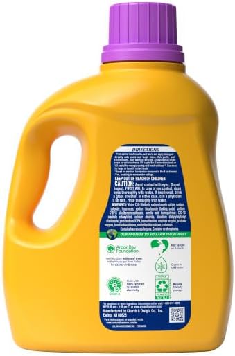 ARM & HAMMER Plus OxiClean with Odor Blasters Liquid Laundry Detergent, Laundry Odor Remover, Attacks Stains, Fresh Burst Scent, 74 Loads, 96.2 Fl Oz