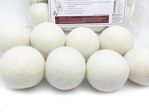 (WB0008-8 Pk) Wool Dryer Balls - Premium XL Organic Eco-Friendly Natural Unscented Non-Toxic Felt Laundry Balls, Anti-Static, Chemical Free, Fabric Softener, 100% Natural New Zealand Wool