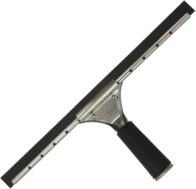 Professional Stainless Steel Handle Water Wiper Window Glass Squeegee with Replacement Rubber Blade 105cm 41inch (Black, 18in/45cm+Blade)