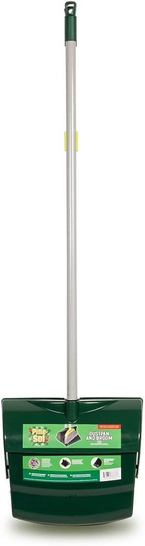 Pine-Sol Broom and Dustpan Set for Home - Both Indoor, Outdoor and Wet or Dry Use – Upright Standing Combo with Adjustable Handle for Comfort