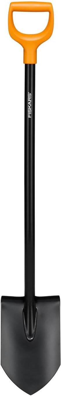 Fiskars Gardening Spade for Hard, Stony Soils, Pointed, Length 116.6 cm, Steel Leaf/Plastic Handle, Black/Orange, Solid, 11066716