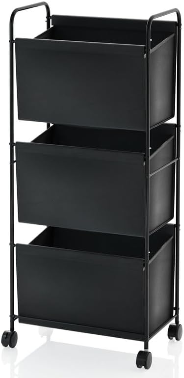 125L Vertical Laundry Hamper with Wheels, 3 Section Large Rolling Laundry Sorter with Detachable Inners, Metal Clothes Hamper Laundry Baskets Organizer for Bathroom, Bedroom, Dorm (Black)