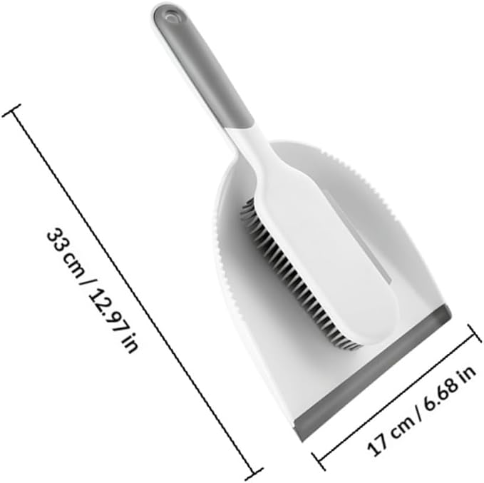 DOITOOL 2pcs Home Cleaning Brush Set with Broom and Dustpan, Multi-use Bed Dust Removal Tool, White and Grey Handheld Sweeping Accessories for Household Cleaning
