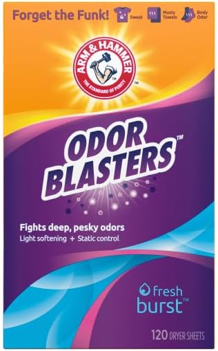 Arm & Hammer Odor Blaster Dryer Sheets, Fresh Burst, 120 Count