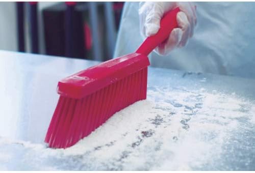 Vikan 45871 Bench Cleaning Brush, Polypropylene/Polyester Soft Bristle Dustpan Brush & Sweeper With Handle, 14-Inch, Pink