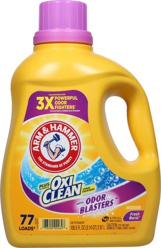 ARM & HAMMER Plus OxiClean Odor Blasters Fresh Burst,77 Loads Liquid Laundry Detergent,100.5 Fl oz,(Pack of 2)