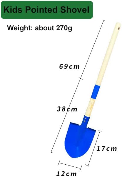 Small Garden Shovel-Kid's Size Wooden Handle Metal Head Shovel (Blue)