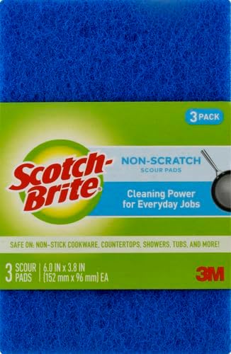 Scotch-Brite Non-Scratch Scour Pads | Zero Scratch | For Nonstick Cookware | Dishwasher Safe | Made with Recycled Plastic | 3 Pads, Pack of 10