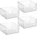 mDesign Plastic Modern Wide Open Front Dip Storage Organizer Bin Basket for Household Organization - Shelves, Cubby, Cabinet, and Closet Organizing Decor - Ligne Collection - 4 Pack - Clear
