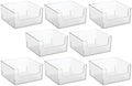 mDesign Plastic Modern Wide Open Front Dip Storage Organizer Bin Basket for Household Organization - Shelves, Cubby, Cabinet, and Closet Organizing Decor - Ligne Collection - 8 Pack - Clear