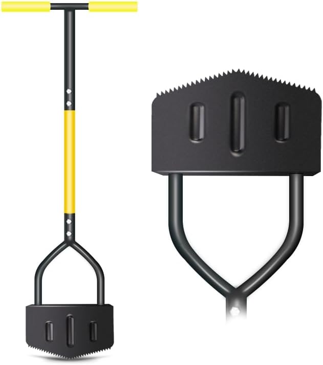 Qivine Half Moon Edger, 41.73 Inch Edger Lawn Tool with Saw Tooth Blade Lawn Edger Tool Garden Edging Tool for Sidewalk, Grass, Yard, Landscape (V-Shaped)