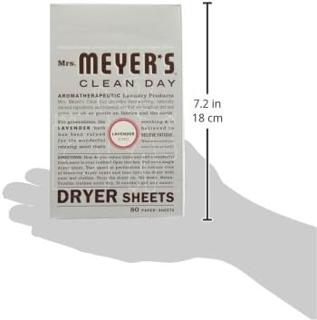 MRS. MEYER'S CLEAN DAY Dryer Sheets, Fabric Softener, Reduces Static, Infused with Essential Oils, Lavender, 80 Count