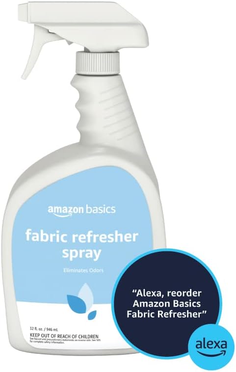 Amazon Basics Fabric Refresher Spray, Fresh Scent, Odor Eliminator, Dye-Free, Quick-Drying, 32 fl oz, Pack of 2