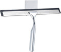 J&V TEXTILES All-Purpose Stainless Steel Shower Squeegee for Glass Doors with Adhesive Hooks, Squeegee for Shower Glass, Bathroom Household Cleaner Tool, 10 Inch (Silver)