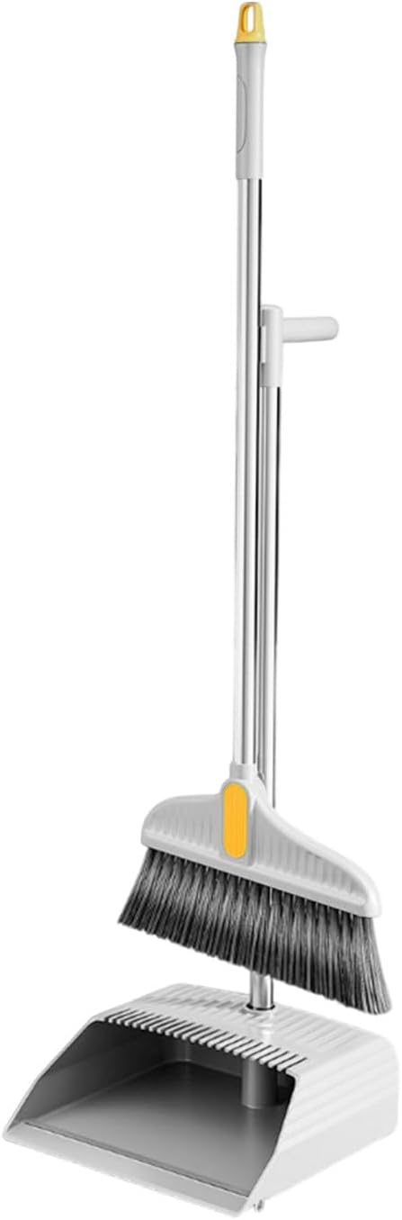 Broom and Dust Pan, Broom and Dustpan with 35.43 Inch Handle and Self-Cleaning with Dustpan Teeth for Home Kitchen Office Class Room Lobby Floor Cleaning, Broom Set, Broom