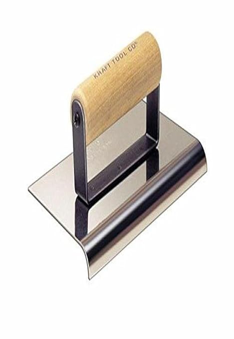 Kraft Tool CF241 Stainless Steel Highway Edger 1-1/2-Inch Radius 2-Inch Lip with Wood Handle, 9 x 6-Inch