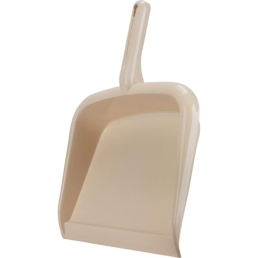 SPARTA Large Handheld Dustpan with Hanging Hole, Heavy-Duty Plastic Dustpan with Wide Lip for Countertops and Surfaces, Plastic, 10 Inches, Tan, (Pack of 12)