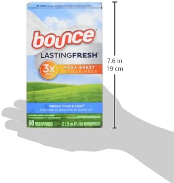 Bounce Fabric Softener Mega Dryer Sheets Lasting Fresh, Outdoor Fresh & Clean Scent, 60 count