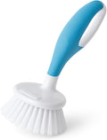 Non-Slip Grip Small Handy Scrubber, Blue – Compact Handheld Cleaning Brush for Sink, Counter, Tile and Tub, Durable Bristles for Everyday Household Scrubbing