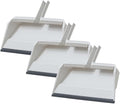 Superio 3-Pack Wide Plastic Dustpan with Comb - 16" Wide, Rubber Lip, Broom Handle Clip, White