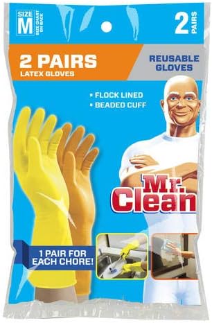 Mr. Clean Mr. Clean Medium Reusable Latex Gloves, 2 Color, 2 Piar, 2 Count