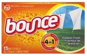 Bounce Fabric Softener Sheets, Outdoor Fresh, 15/Box, 15 Box/Carton