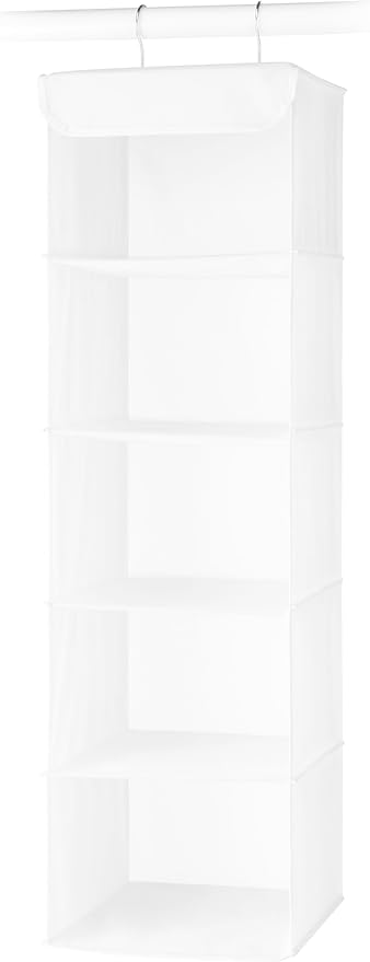 Whitmor 5 Section Closet Organizer - Hanging Shelves with Sturdy Metal Frame, White